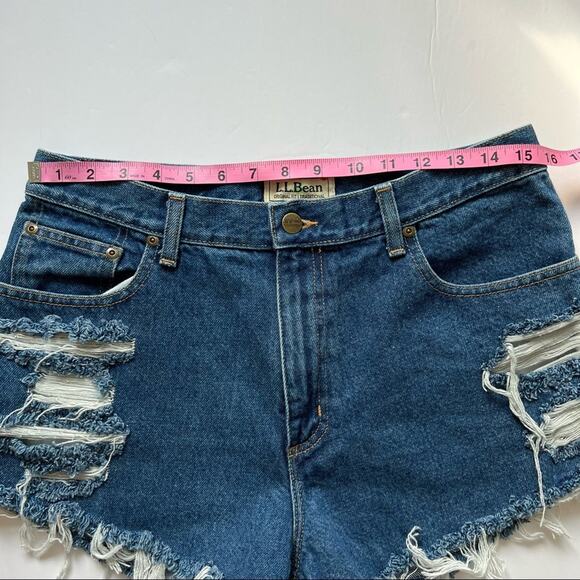 Vintage L.L. Bean Denim Shorts 31" High Rise Custom Distressed - Picture 8 of 12